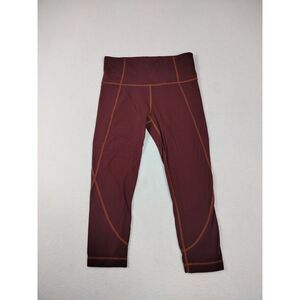 Athleta Leggings Women's Small Maroon Salutation Crop Capri Athleisure Athletic